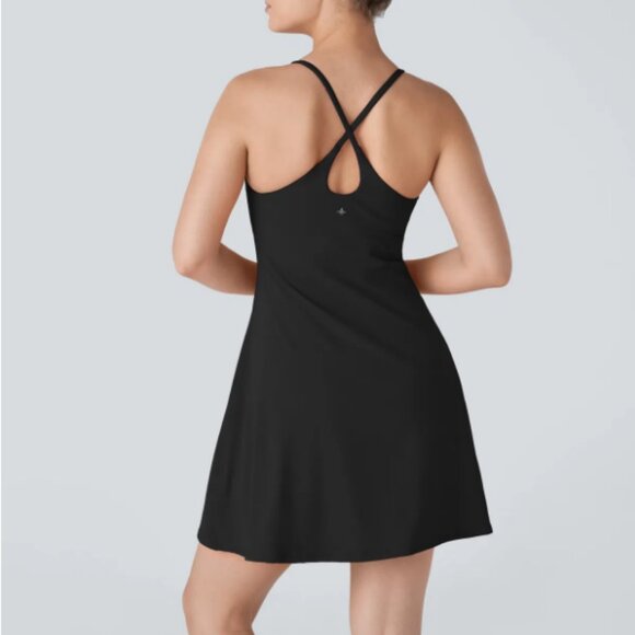 HALARA SoftlyZero Plush Backless Active Black Dress - Picture 2 of 8